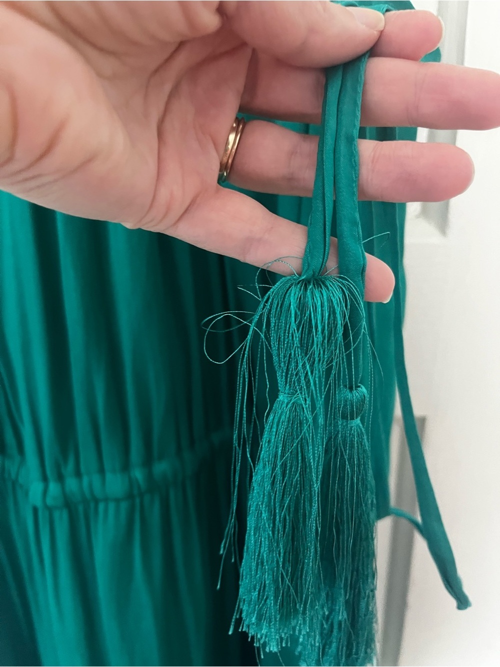 LOFT Emerald Green Halter Maxi Dress | Pleated | Size Small - Picture 4 of 12